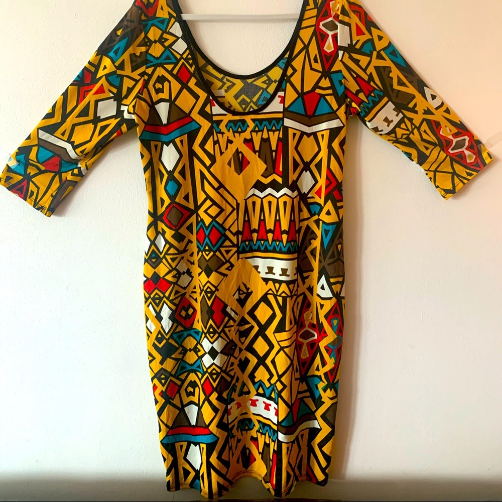 Aztec print bodycon dress